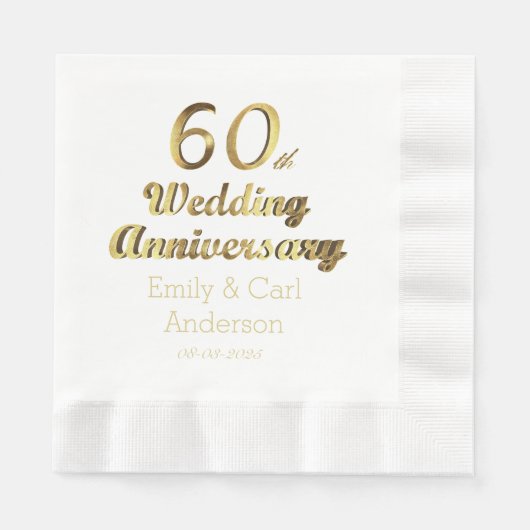 Serviette En Papier 60e Anniversaire du Mariage diamant Typographie de (Devant)