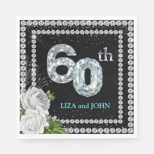 Serviette En Papier 60e anniversaire du Mariage Diamond (Devant)