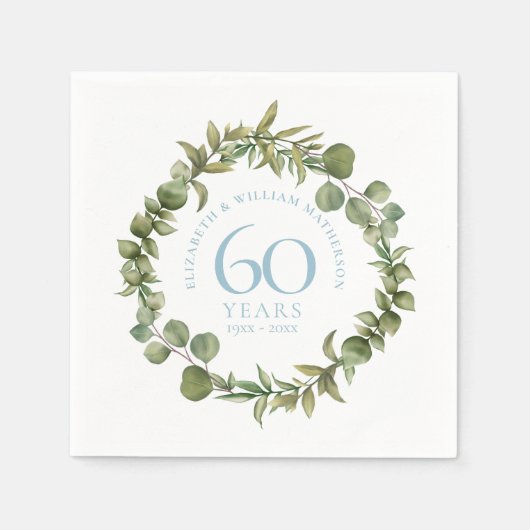 Serviette En Papier 60e anniversaire du Mariage Diamond Bois vert (Devant)
