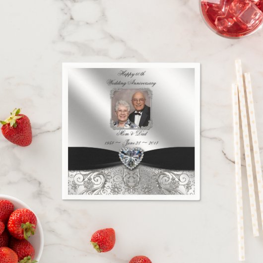 Serviette En Papier 60e anniversaire du Mariage Papier photo serviette (En situation)