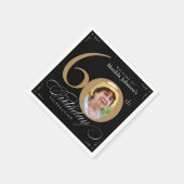 Serviette En Papier 60e anniversaire Elegant Black Gold Calligraphie (Coin)