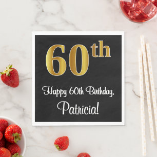 Serviette En Papier 60e anniversaire ~ Elégant Luxueux Faux Gold Look 