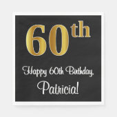 Serviette En Papier 60e anniversaire ~ Elégant Luxueux Faux Gold Look  (Devant)