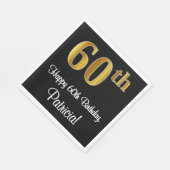 Serviette En Papier 60e anniversaire ~ Elégant Luxueux Faux Gold Look  (Coin)