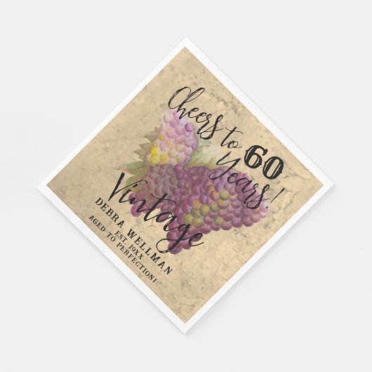 Serviette En Papier 60e anniversaire Elégant vignoble Pays du vin Thèm (Coin)