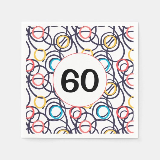 Serviette En Papier 60e anniversaire fête Doodles funky (Devant)