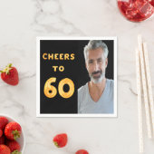 Serviette En Papier 60e anniversaire fête noir or acclamer photo (En situation)