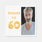 Serviette En Papier 60e anniversaire fête or blanc acclamations photo (Devant)