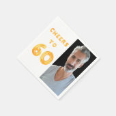 Serviette En Papier 60e anniversaire fête or blanc acclamations photo (Coin)