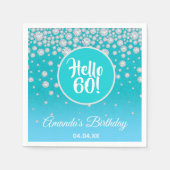 Serviette En Papier 60e anniversaire fête turquoise bleu parties scint (Devant)