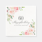 Serviette En Papier 60e anniversaire Fournitures de fête rose Floral s (Devant)