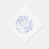 Serviette En Papier 60e anniversaire Français Blue Floral Crest Custom (Coin)