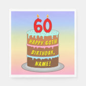 Serviette En Papier 60e anniversaire : Fun Cake and Candles + Nom pers (Devant)