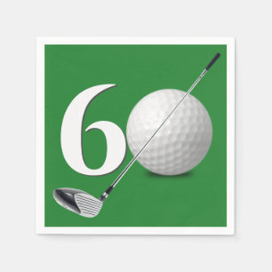 Serviette En Papier 60e Anniversaire Golf Ball And Club