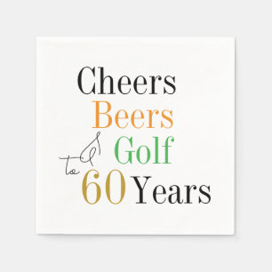 Serviette En Papier 60e Anniversaire Golf Cheers Bières Mini Fête