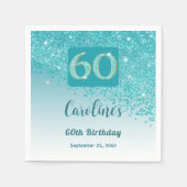 Serviette En Papier 60e anniversaire Jolie Parties scintillant bleue T (Devant)