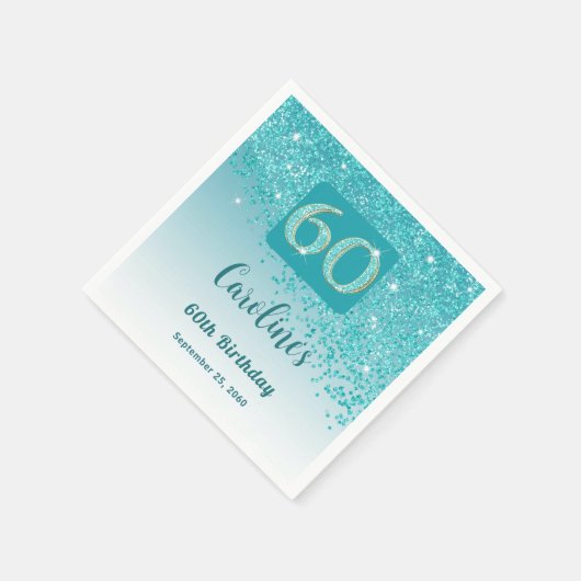 Serviette En Papier 60e anniversaire Jolie Parties scintillant bleue T (Coin)