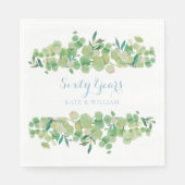 Serviette En Papier 60e anniversaire Mariage Eucalyptus verdure (Devant)