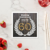 Serviette En Papier 60e Anniversaire Mariage Gold & Diamond Laurel Nap (En situation)