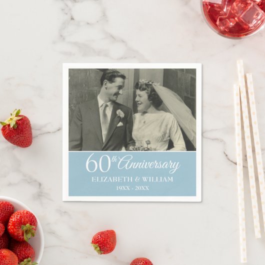 Serviette En Papier 60e anniversaire Mariage photo Elegant Diamond (En situation)