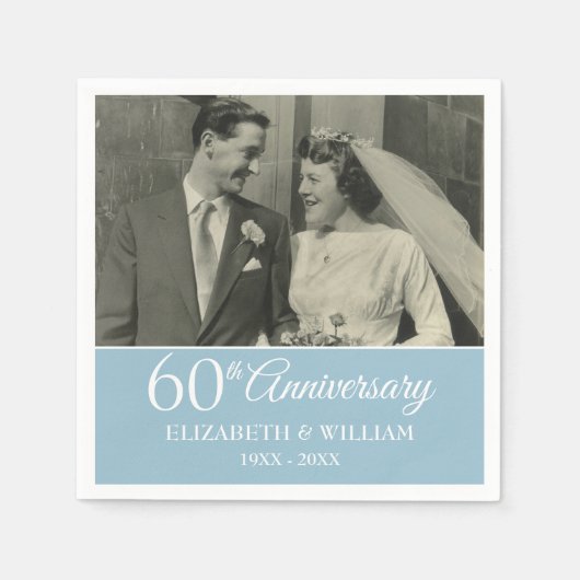 Serviette En Papier 60e anniversaire Mariage photo Elegant Diamond (Devant)