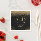 Serviette En Papier 60e anniversaire moderne Black Gold Parties scinti (En situation)