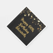 Serviette En Papier 60e anniversaire moderne Black Gold Stars Nom (Coin)