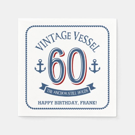 Serviette En Papier 60e anniversaire nautique (Devant)