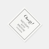 Serviette En Papier 60e anniversaire Noir Élégant Script moderne (Coin)