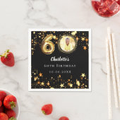 Serviette En Papier 60e anniversaire noir étoiles d'or photo (En situation)