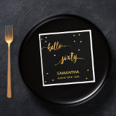 Serviette En Papier 60e anniversaire noir or bonjour 60 nom script