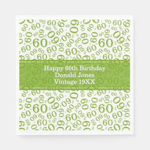 Serviette En Papier 60e anniversaire Numéro Motif Geen et White Napkin