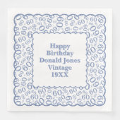 Serviette En Papier 60e anniversaire Numéro Motif pétoncles bleu/blanc (Devant)