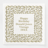 Serviette En Papier 60e anniversaire Numéro Motif pétoncles or/blanc (Devant)