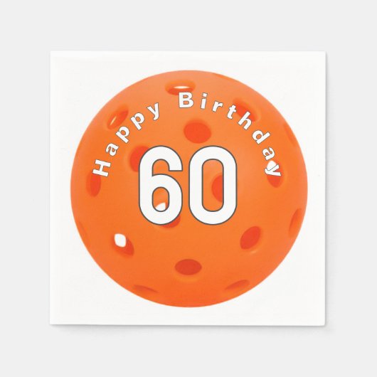 Serviette En Papier 60e anniversaire Orange Pickleball (Devant)
