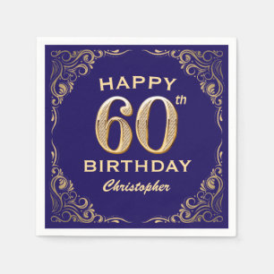 Serviette En Papier 60e anniversaire Parties scintillant marine bleu e