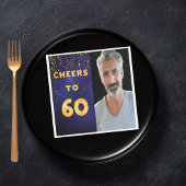 Serviette En Papier 60e anniversaire photo ballons d'or bleu