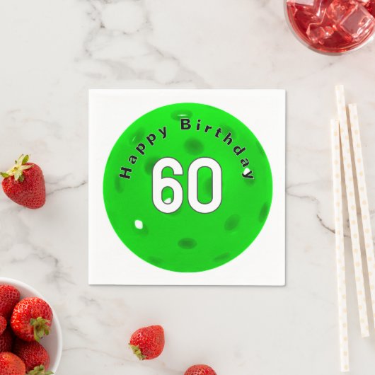 Serviette En Papier 60e anniversaire Pickleball Vert (En situation)
