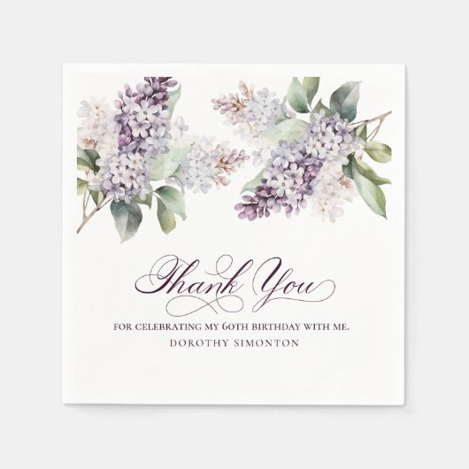 Serviette En Papier 60e anniversaire Purple Lilac Spring Flower Cockta (Devant)