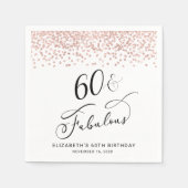Serviette En Papier 60e anniversaire Rose Parties scintillant d'or (Devant)