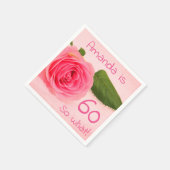 Serviette En Papier 60e anniversaire Rose rose Nom inspirationnel (Coin)