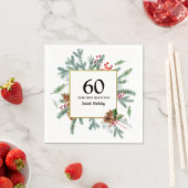 Serviette En Papier 60e anniversaire Rustic Winter Greenery Bow rouge (En situation)