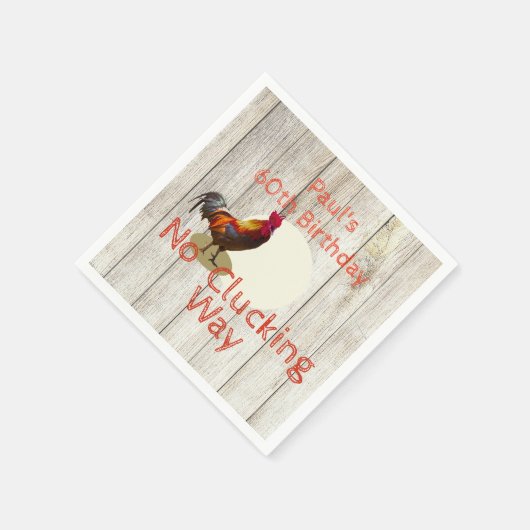 Serviette En Papier 60e anniversaire Rustic Wood Fun Chicken Invitatio (Coin)