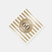 Serviette En Papier 60e Anniversaire Soirée Elégante Gold Stripes (Coin)