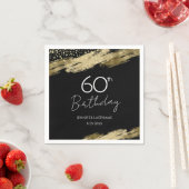 Serviette En Papier 60e Anniversaire Soirée Gold Black Invitation (En situation)