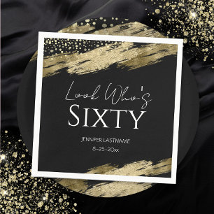 Serviette En Papier 60e Anniversaire Soirée Gold Black Look Qui's Napk