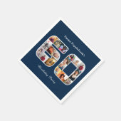 Serviette En Papier 60e anniversaire Soixante photo Collage bleu foncé (Coin)