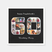 Serviette En Papier 60e anniversaire Soixante photo collage noir blanc (Devant)