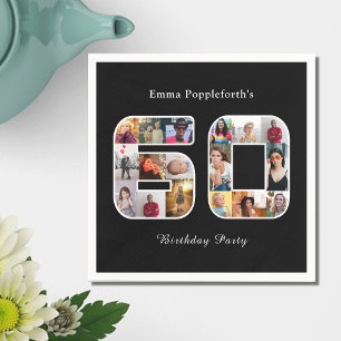 Serviette En Papier 60e anniversaire Soixante photo collage noir blanc
