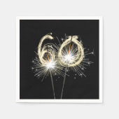 Serviette En Papier 60e anniversaire Sparklers de fête sur noir (Devant)